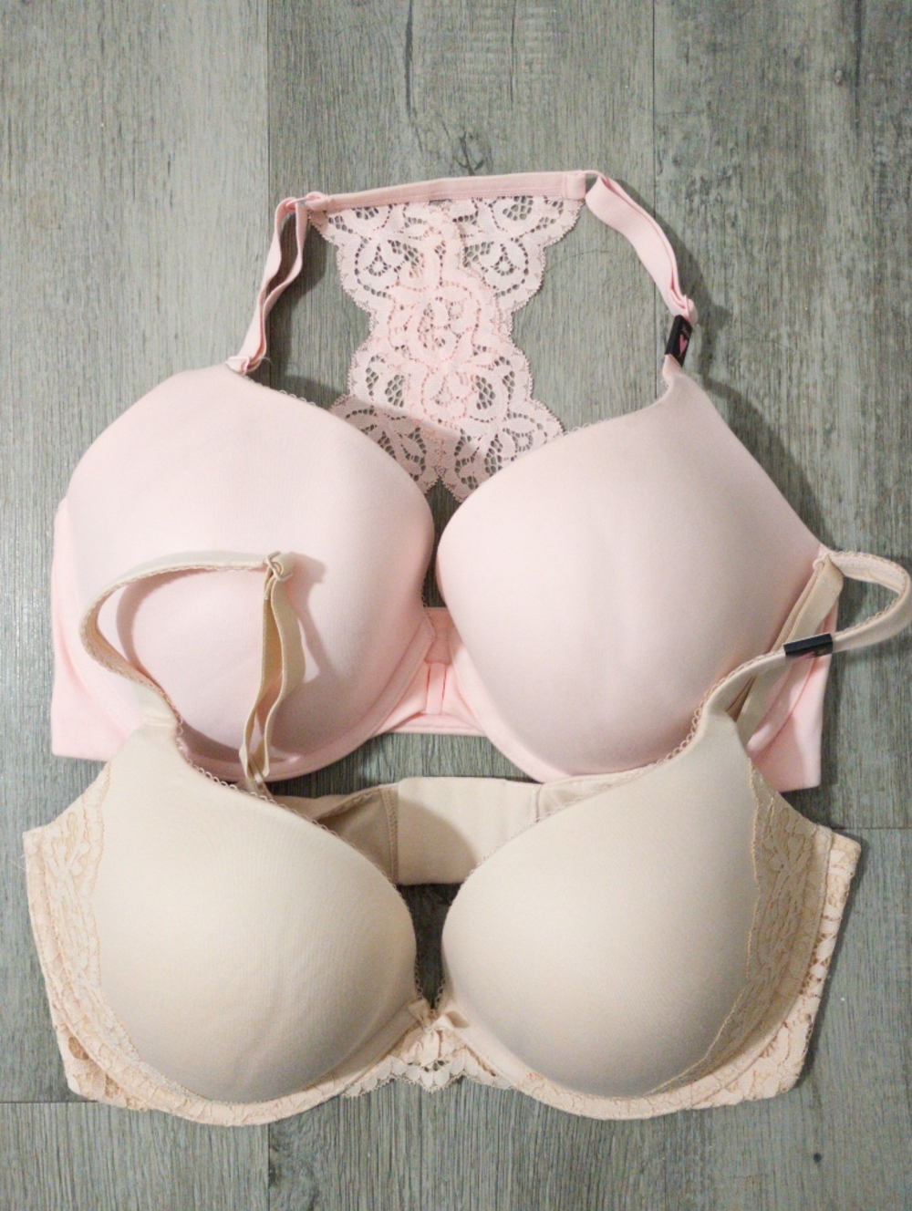 LOT of 2 Victoria's Secret Bras Push-Up & Racerback Perfect Shape 36DD NWT